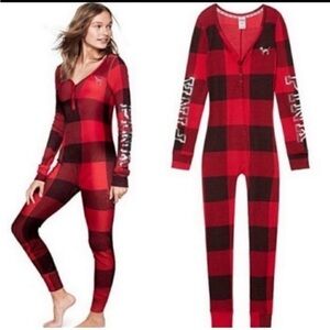 Plaid sequin PINK Victoria secret Buffalo Plaid onesies